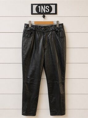 1NS – Black Genuine Leather Pants (Size 34)